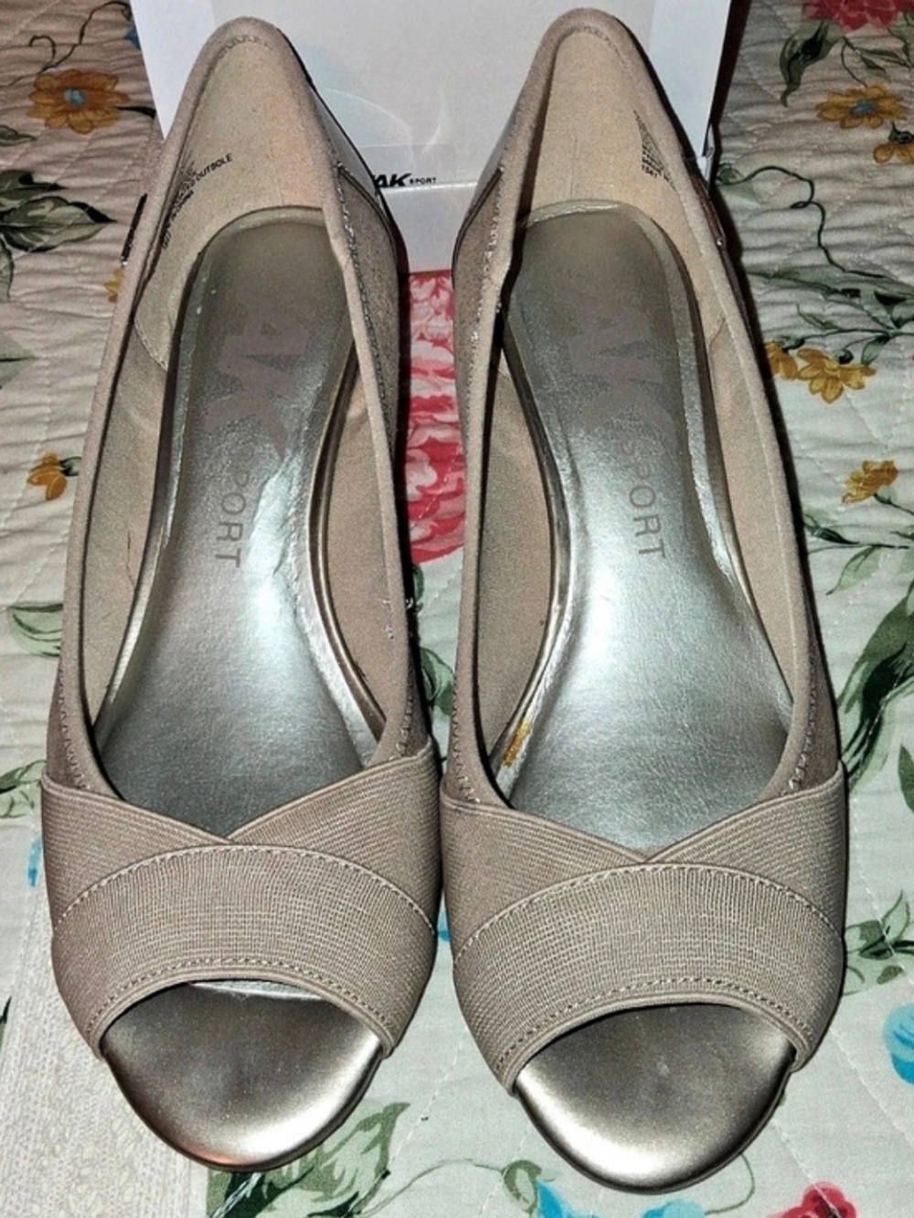 Anne Klein Memory Foam Wedge Pumps Beige US 7M
